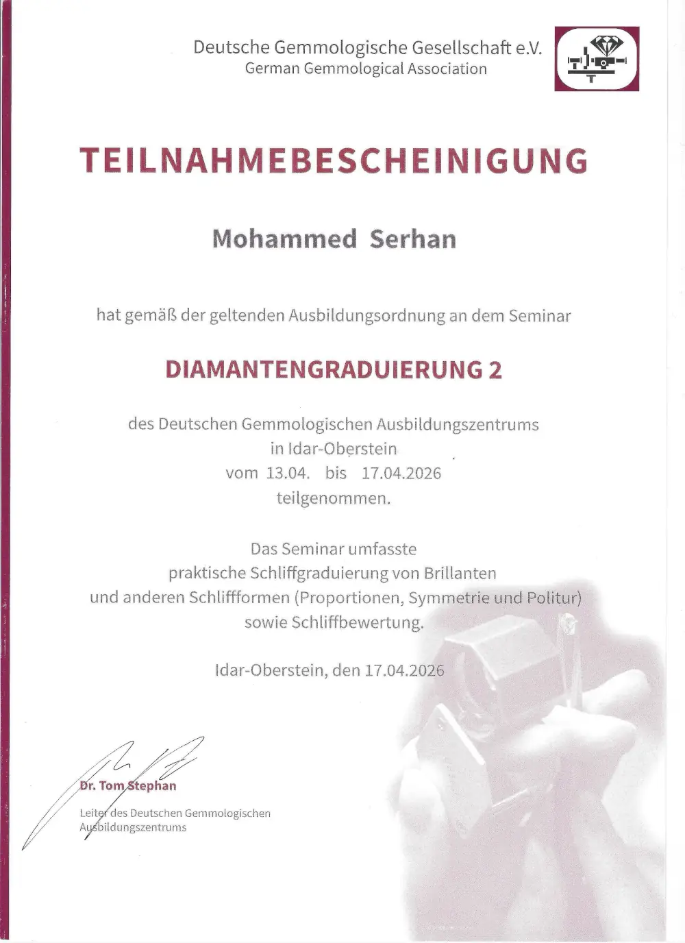 Diamantengraduierung 2 – Schliffgraduierung und Schliffbewertung von Diamanten