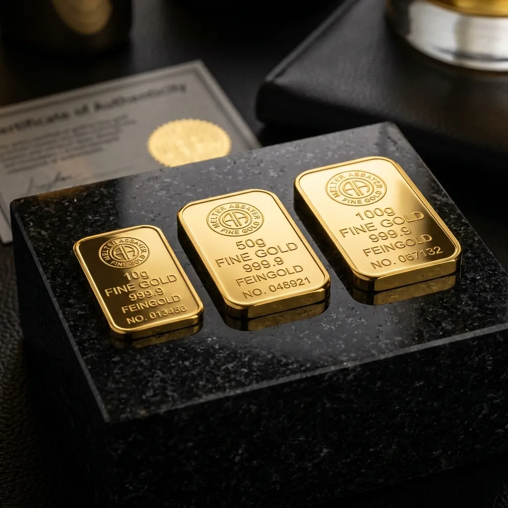 Goldbarren Ankauf Hannover – LBMA-zertifizierte Goldbarren auf Granit